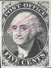 [George Washington - Printed on Bluish Wove Paper. Size: 20.75 x 27,75mm, Scrivi A]